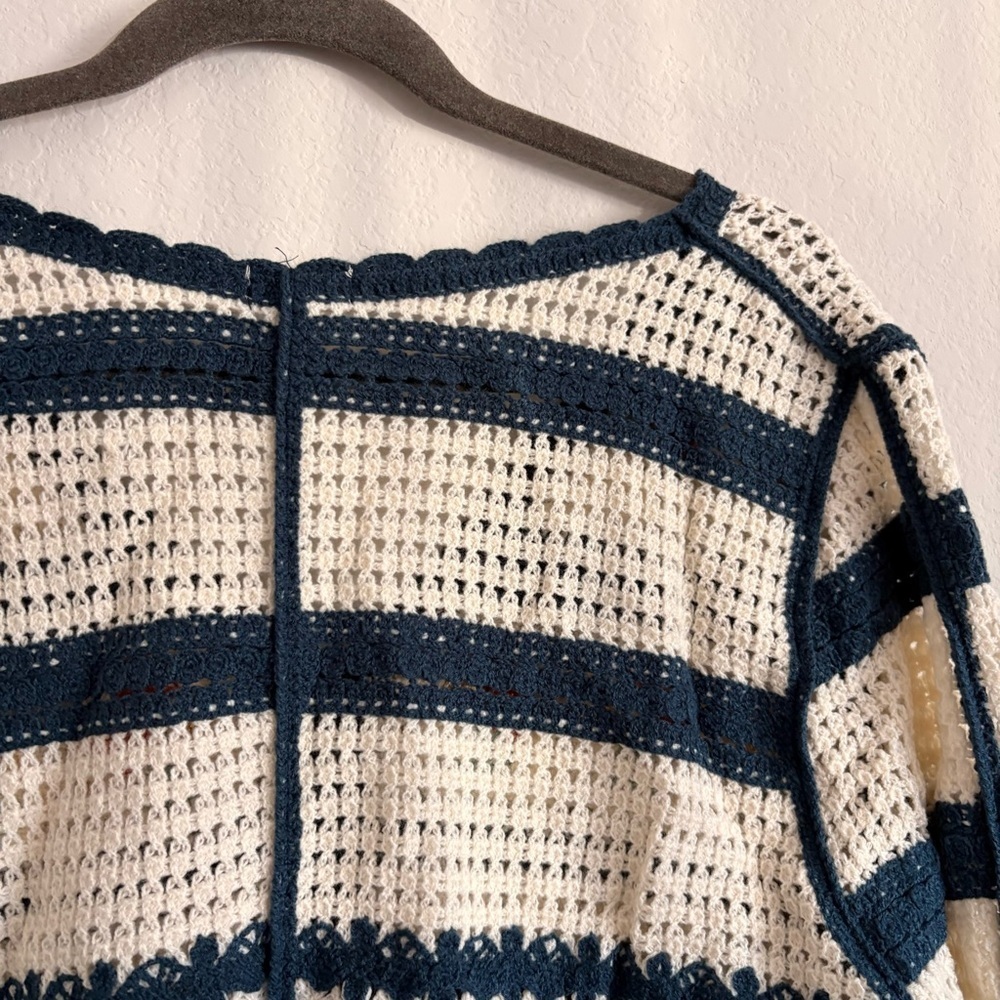 POL Blue and Cream Floral Knit Cardigan one size best for small / medium - Picture 11 of 11